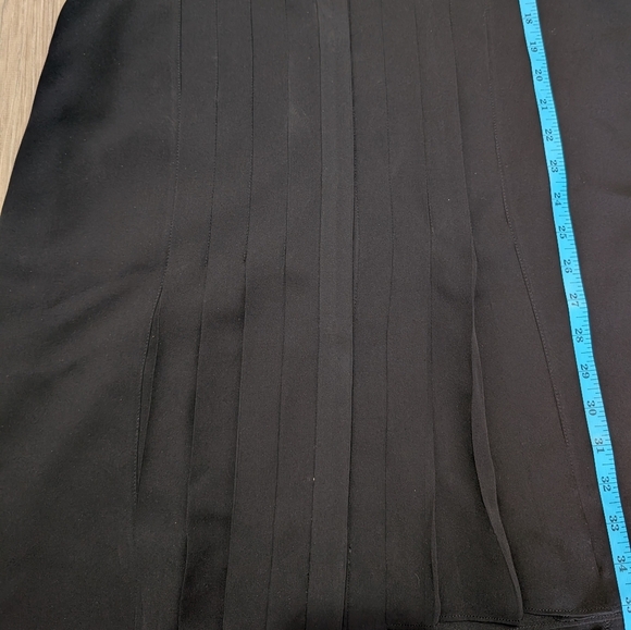 Vince Size 8, 100% Silk, Black Long‎ Sleeve Dress, Button Down, Lattice Bib - Picture 12 of 13